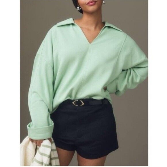 Anthropologie Sweaters - Pilcro x Anthropologie Johnny Collar Pullover In Green Women's Size XS Petite